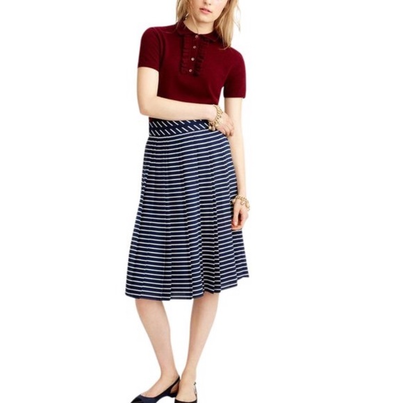 J. Crew Dresses & Skirts - J.Crew Stripe double Pleated Midi Skirt